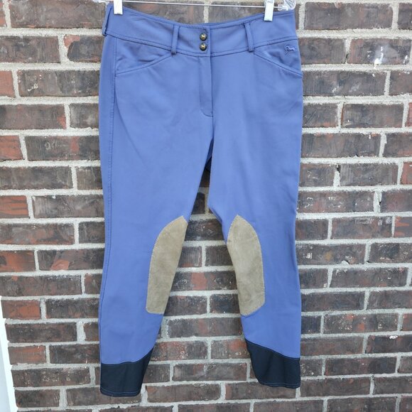 RJ Classics Front-Zip Knee Patch Gulf Breeches in Cornflower Blue Women's 30R - Picture 1 of 10